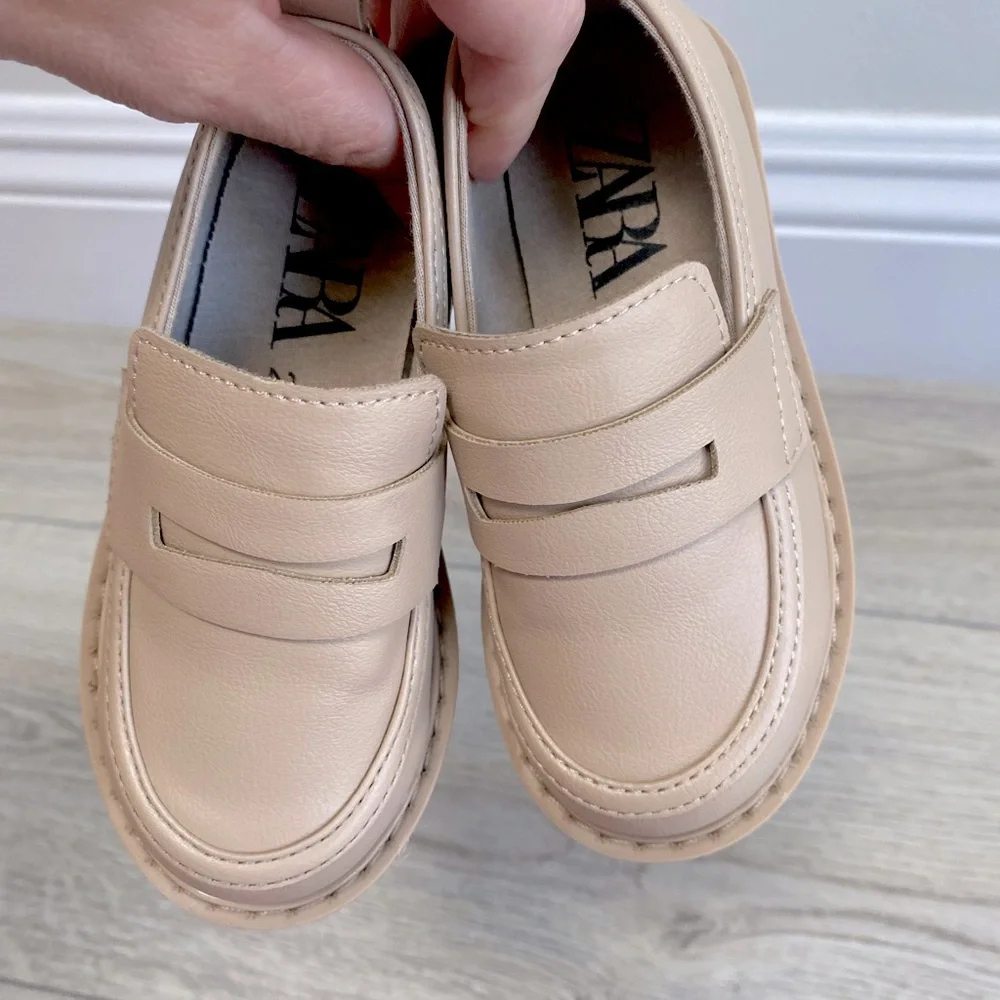 Zara Kids Beige/Tan Slip-On Loafers